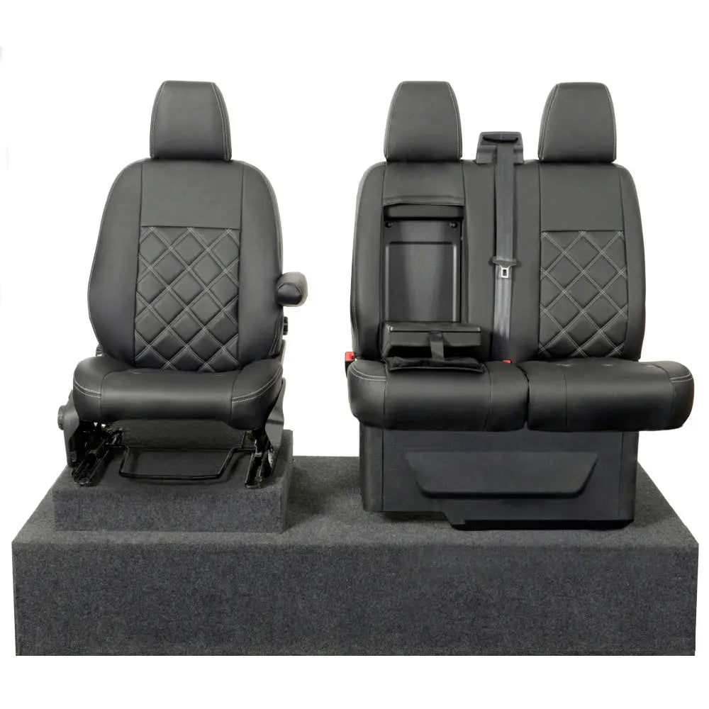 Ford Transit Van Tailored Leatherette Seat Covers - Black - UK Custom Covers