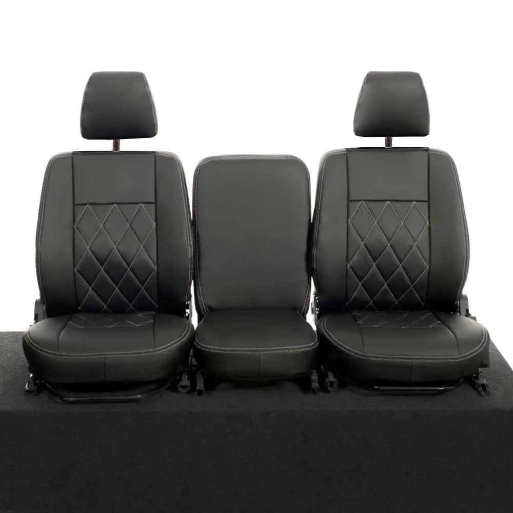 Fits Land Rover Defender 90 / 110 Tailored Leatherette Seat Covers (1987-2006) - Black - UK Custom Covers