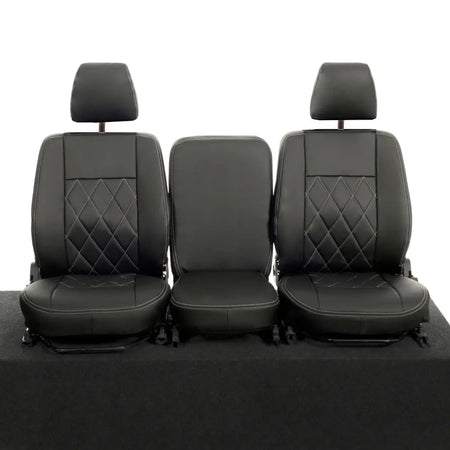 Fits Land Rover Defender 90 / 110 Tailored Leatherette Seat Covers (1987-2006) - Black - UK Custom Covers
