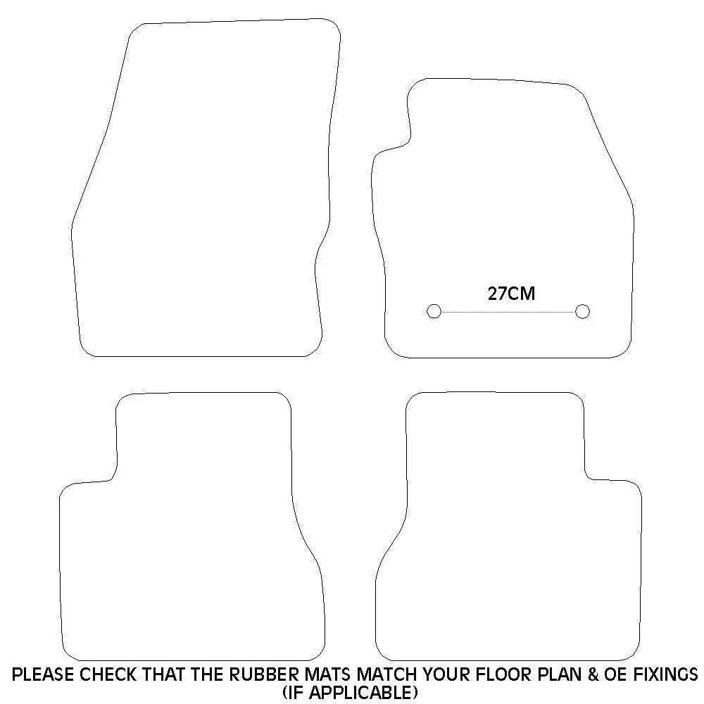 Ford Transit Connect Rubber Floor Mats (2014 Onwards) - UK Custom Covers