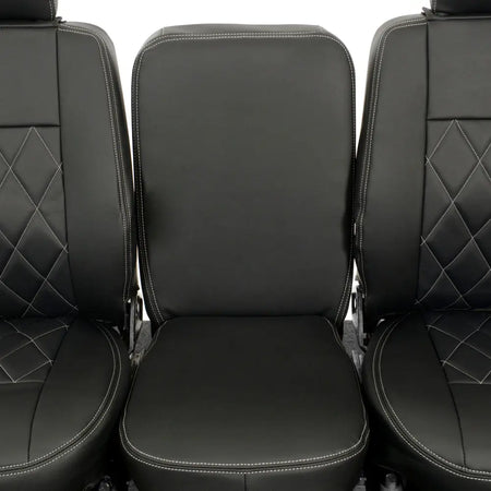 Fits Land Rover Defender 90 / 110 Tailored Leatherette Seat Covers (1987-2006) - Black - UK Custom Covers