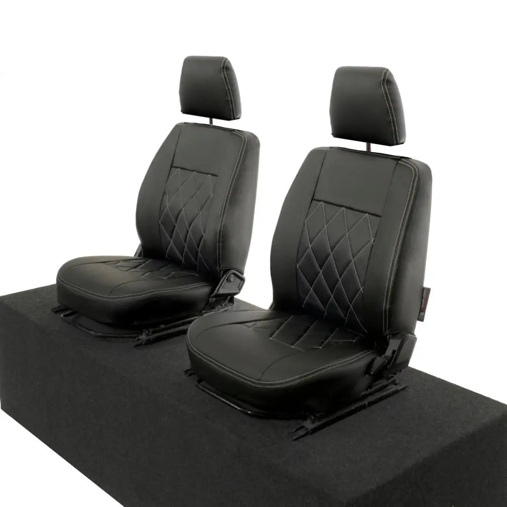 Fits Land Rover Defender 90 / 110 Tailored Leatherette Seat Covers (1987-2006) - Black - UK Custom Covers
