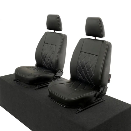 Fits Land Rover Defender 90 / 110 Tailored Leatherette Seat Covers (1987-2006) - Black - UK Custom Covers