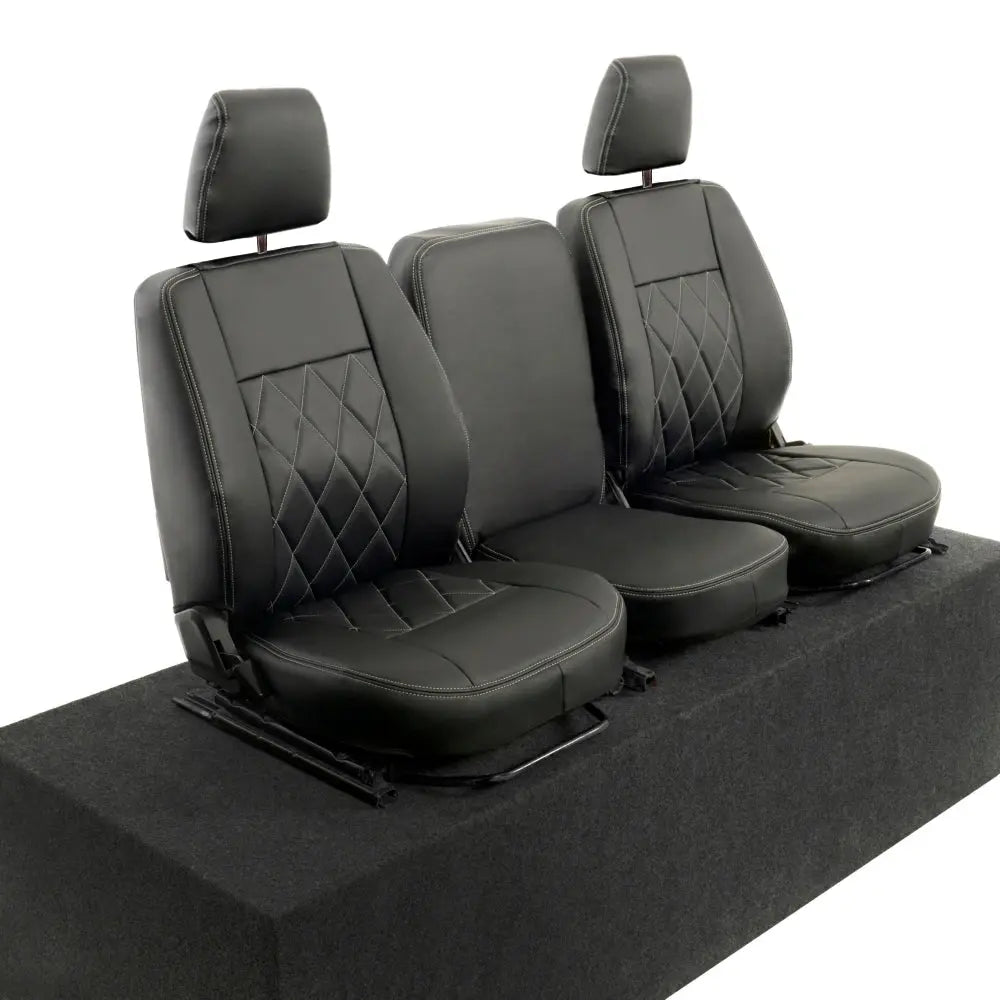 Fits Land Rover Defender 90 / 110 Tailored Leatherette Seat Covers (1987-2006) - Black - UK Custom Covers
