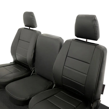 Fits Land Rover Defender 90 / 110 Tailored Leatherette Seat Covers (1987-2006) - Black - UK Custom Covers