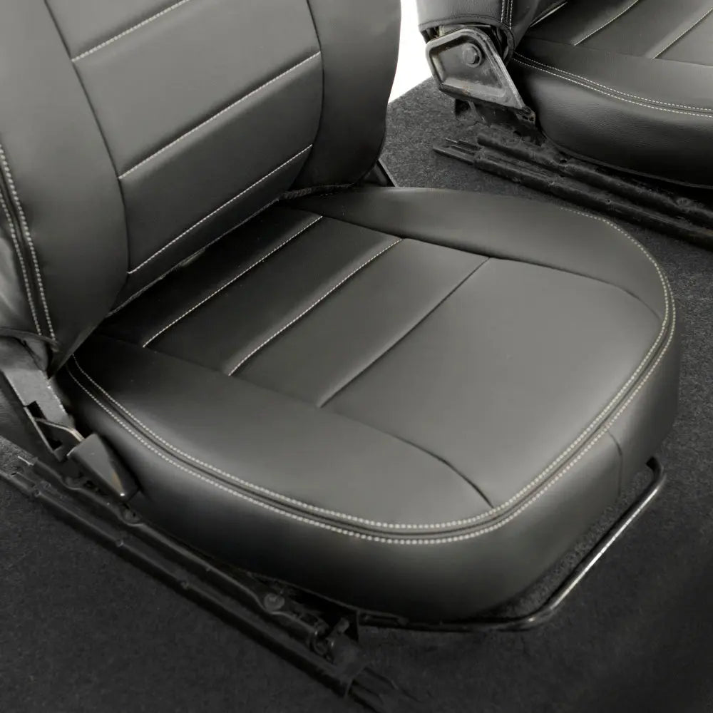Fits Land Rover Defender 90 / 110 Tailored Leatherette Seat Covers (1987-2006) - Black - UK Custom Covers