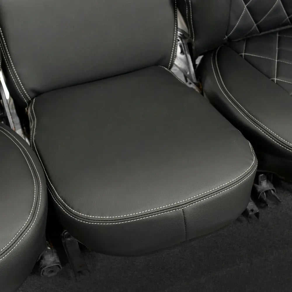 Fits Land Rover Defender 90 / 110 Tailored Leatherette Seat Covers (1987-2006) - Black - UK Custom Covers