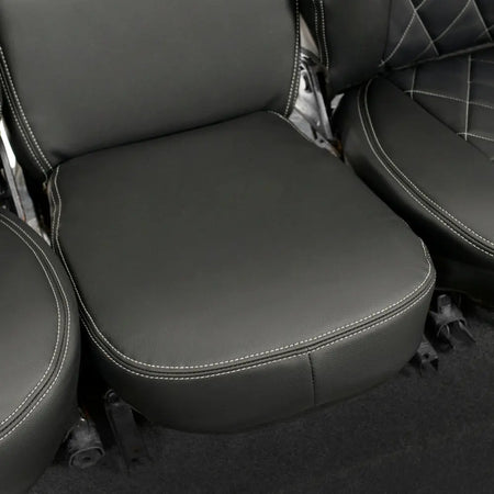 Fits Land Rover Defender 90 / 110 Tailored Leatherette Seat Covers (1987-2006) - Black - UK Custom Covers