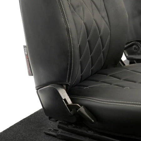Fits Land Rover Defender 90 / 110 Tailored Leatherette Seat Covers (1987-2006) - Black - UK Custom Covers