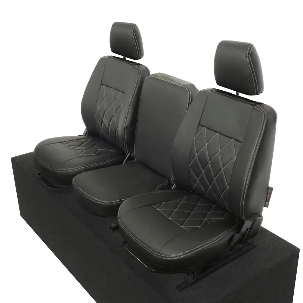 Fits Land Rover Defender 90 / 110 Tailored Leatherette Seat Covers (1987-2006) - Black - UK Custom Covers