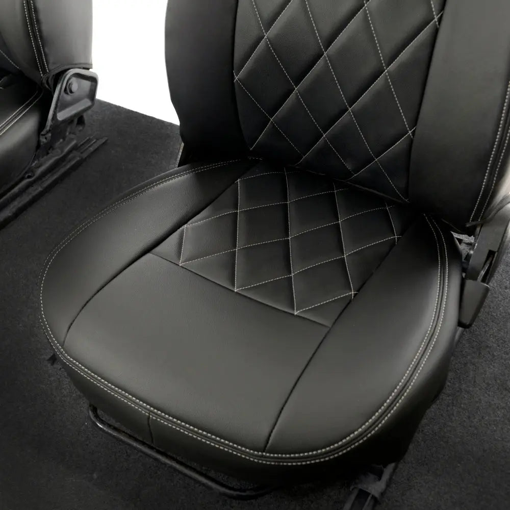 Fits Land Rover Defender 90 / 110 Tailored Leatherette Seat Covers (1987-2006) - Black - UK Custom Covers