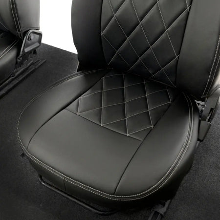 Fits Land Rover Defender 90 / 110 Tailored Leatherette Seat Covers (1987-2006) - Black - UK Custom Covers