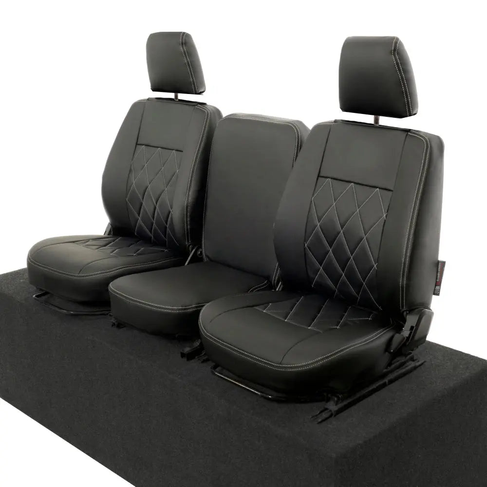 Fits Land Rover Defender 90 / 110 Tailored Leatherette Seat Covers (1987-2006) - Black - UK Custom Covers