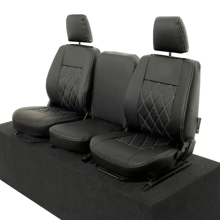 Fits Land Rover Defender 90 / 110 Tailored Leatherette Seat Covers (1987-2006) - Black - UK Custom Covers