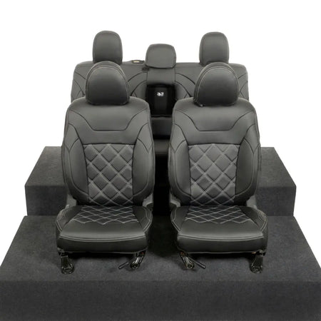 Mitsubishi Barbarian Tailored Leatherette Seat Covers (2016 Onwards) - Black - UK Custom Covers