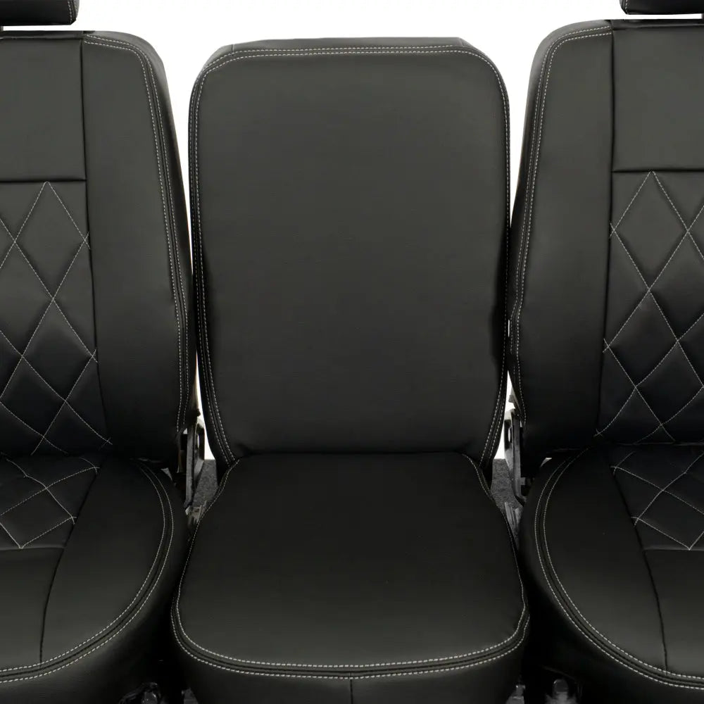 Fits Land Rover Defender 90 / 110 Tailored Leatherette Seat Covers (1987-2006) - Black - UK Custom Covers