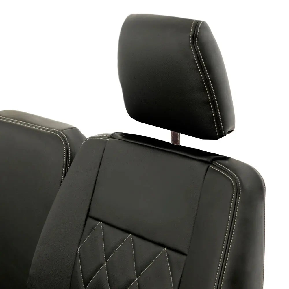Fits Land Rover Defender 90 / 110 Tailored Leatherette Seat Covers (1987-2006) - Black - UK Custom Covers