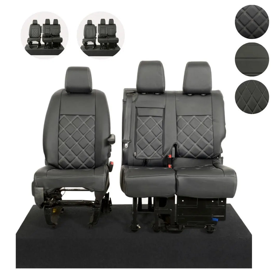 Citroen Dispatch Tailored Leatherette Seat Covers (2016 Onwards) - Black - UK Custom Covers