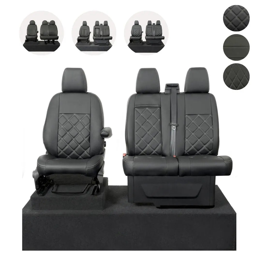 FORD TRANSIT CUSTOM - LEATHERETTE FRONT SEAT COVERS 2013 ON 237 5060274904645
