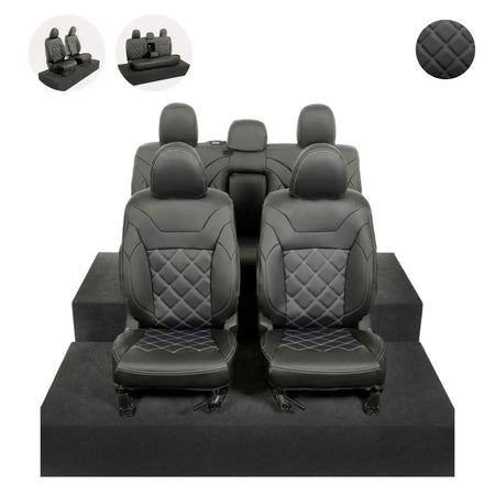 Mitsubishi Barbarian Tailored Leatherette Seat Covers (2016 Onwards) - Black - UK Custom Covers