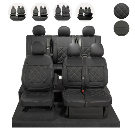 Renault Trafic Tailored Leatherette Seat Covers (2014 Onwards) - Black - UK Custom Covers