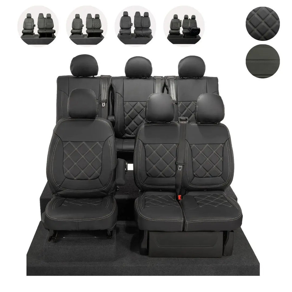 Renault Trafic Tailored Leatherette Seat Covers (2014 Onwards) - Black - UK Custom Covers