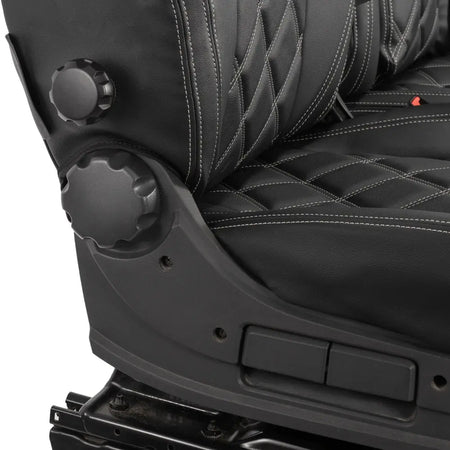 Peugeot Boxer Leatherette Double Diamond Bentley Stitch Front Seat Covers (with tray) 2006-2022 Black - UK Custom Covers