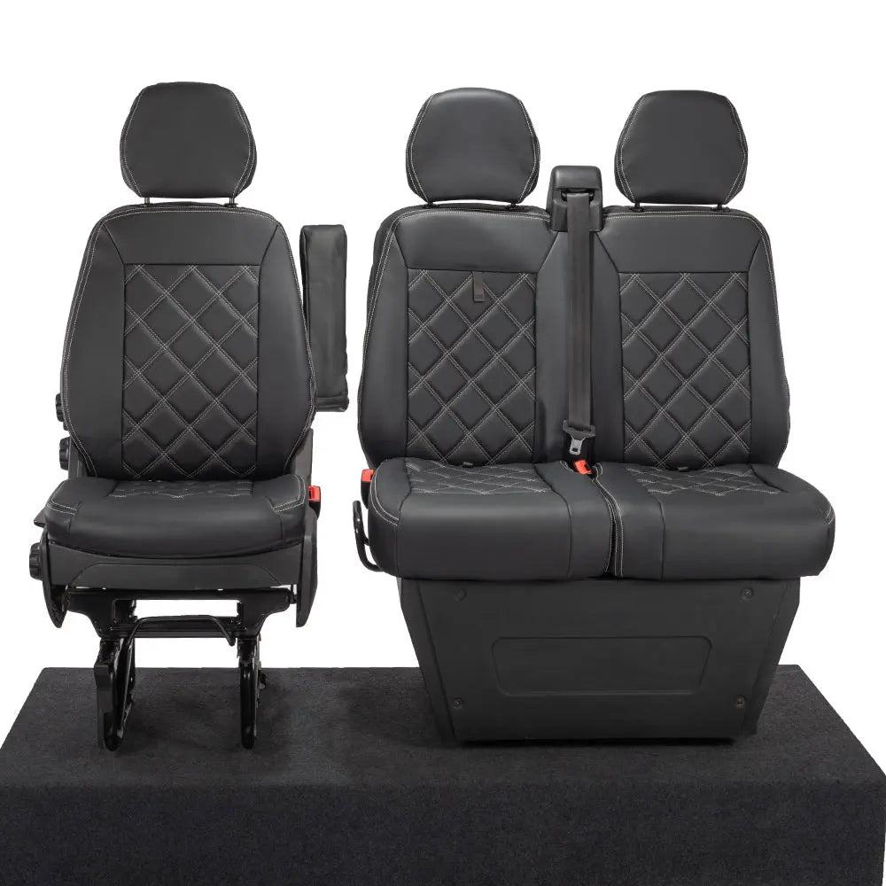 Iveco Daily Tailored Leatherette Front Seat Covers (2014-2022) - Black - UK Custom Covers