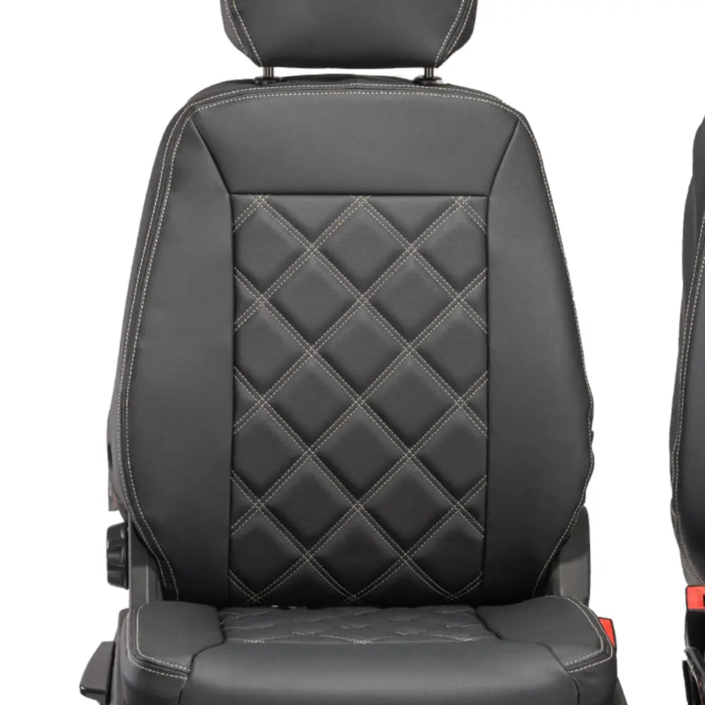 Iveco Daily Tailored Leatherette Front Seat Covers (2014-2022) - Black - UK Custom Covers