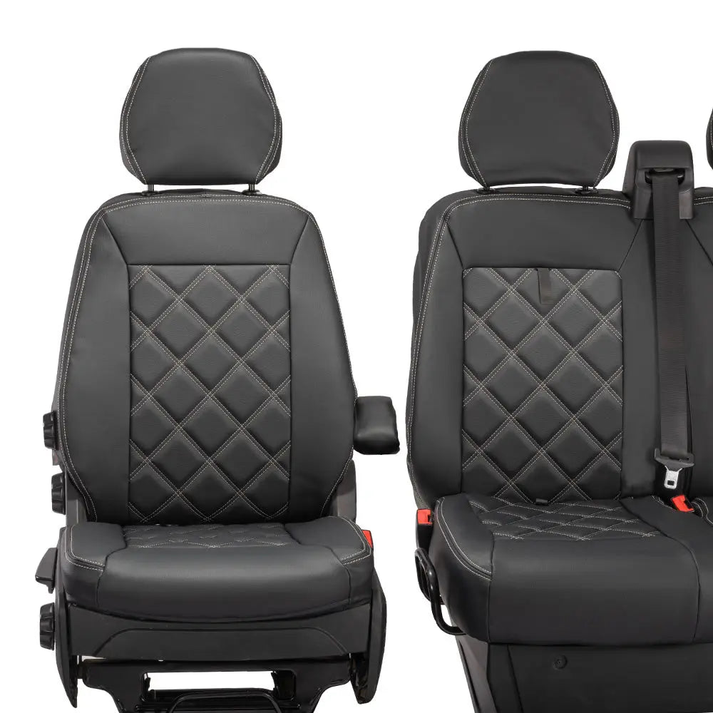 Iveco Daily Tailored Leatherette Front Seat Covers (2014-2022) - Black - UK Custom Covers