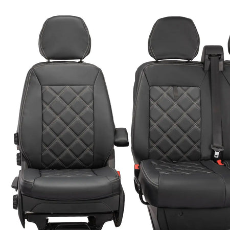 Iveco Daily Tailored Leatherette Front Seat Covers (2014-2022) - Black - UK Custom Covers