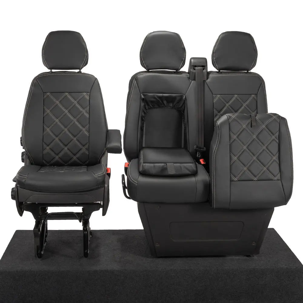 Iveco Daily Tailored Leatherette Front Seat Covers (2014-2022) - Black - UK Custom Covers