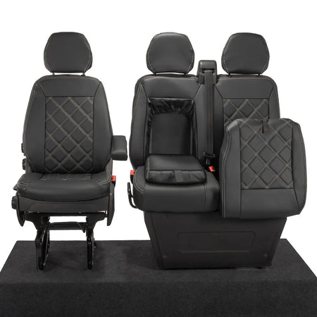 Iveco Daily Tailored Leatherette Front Seat Covers (2014-2022) - Black - UK Custom Covers
