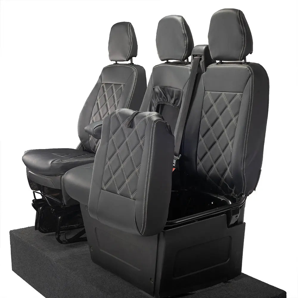 Iveco Daily Tailored Leatherette Front Seat Covers (2014-2022) - Black - UK Custom Covers