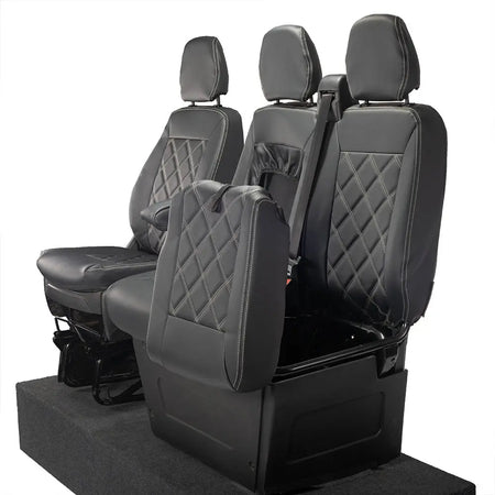 Iveco Daily Tailored Leatherette Front Seat Covers (2014-2022) - Black - UK Custom Covers