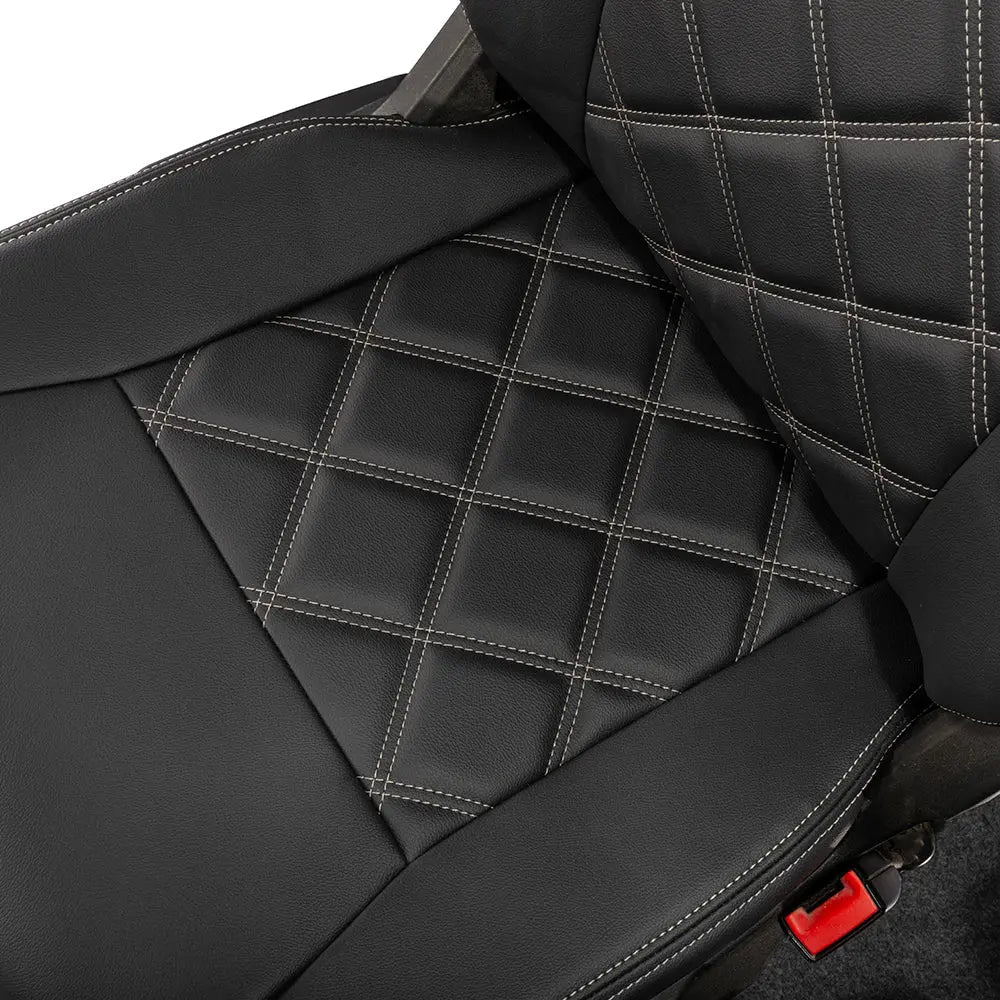 Iveco Daily Tailored Leatherette Front Seat Covers (2014-2022) - Black - UK Custom Covers
