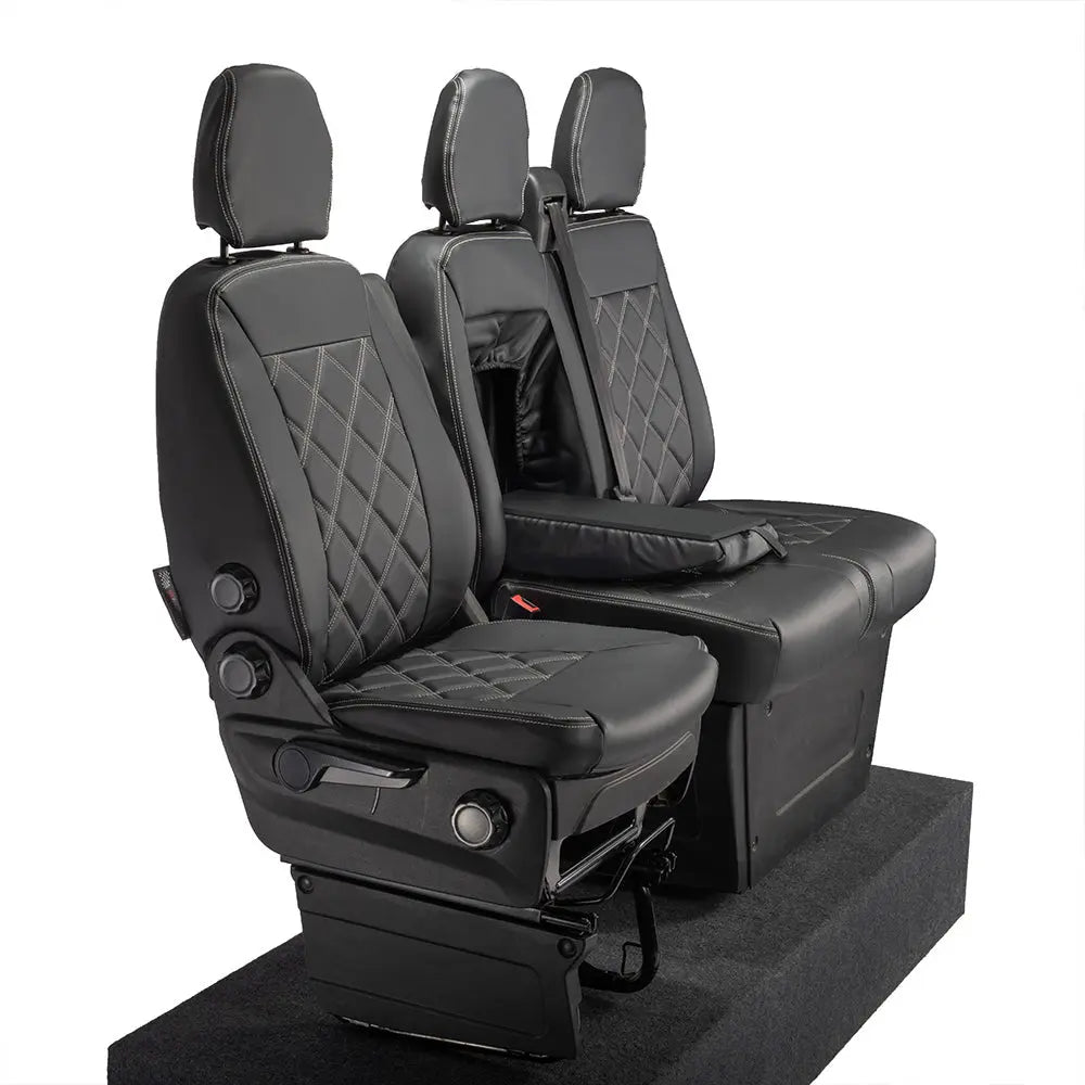 Iveco Daily Tailored Leatherette Front Seat Covers (2014-2022) - Black - UK Custom Covers