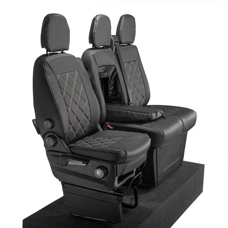 Iveco Daily Tailored Leatherette Front Seat Covers (2014-2022) - Black - UK Custom Covers
