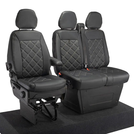 Iveco Daily Tailored Leatherette Front Seat Covers (2014-2022) - Black - UK Custom Covers
