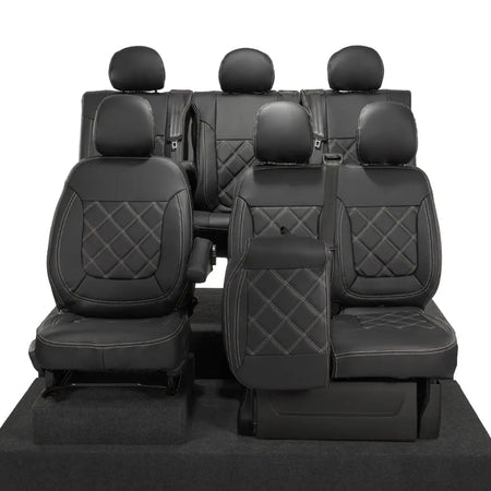 Renault Trafic Tailored Leatherette Seat Covers (2014 Onwards) - Black - UK Custom Covers