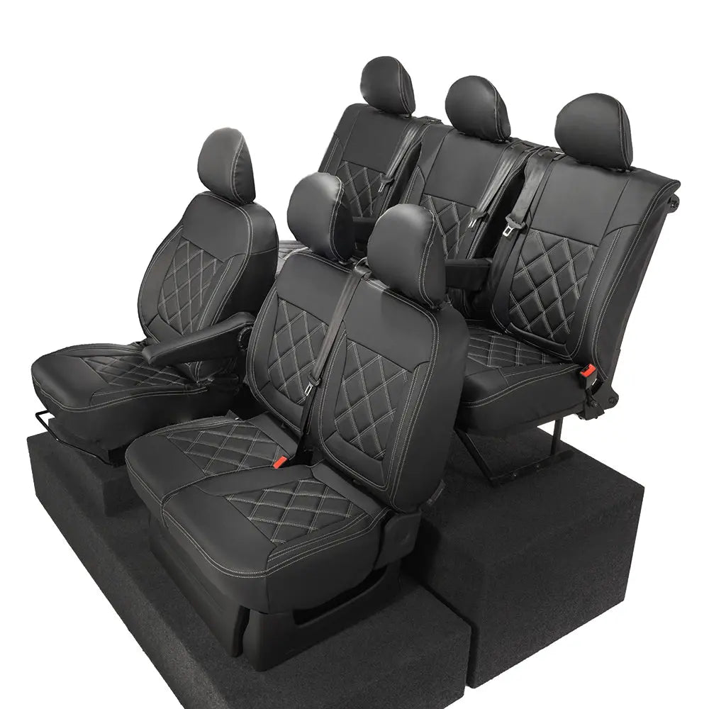 Renault Trafic Tailored Leatherette Seat Covers (2014 Onwards) - Black - UK Custom Covers
