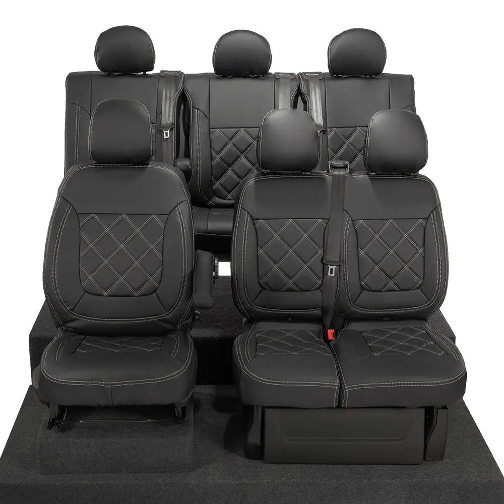 Renault Trafic Tailored Leatherette Seat Covers (2014 Onwards) - Black - UK Custom Covers