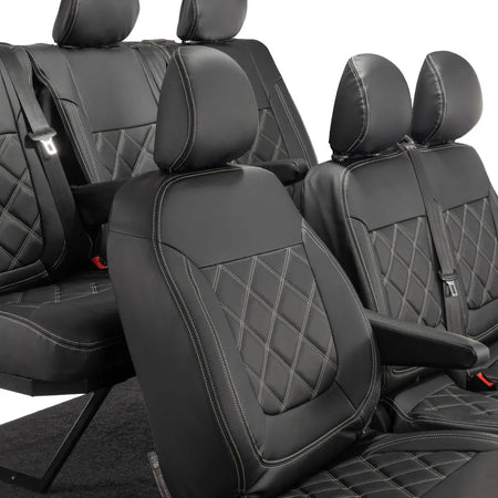 Renault Trafic Tailored Leatherette Seat Covers (2014 Onwards) - Black - UK Custom Covers