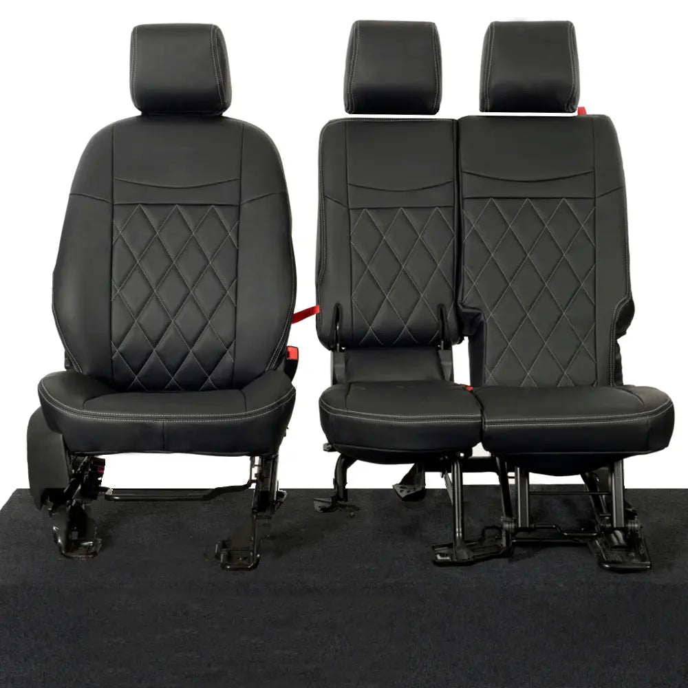 Ford Transit Connect Tailored Leatherette Seat Covers (2014 onwards) - Black - UK Custom Covers