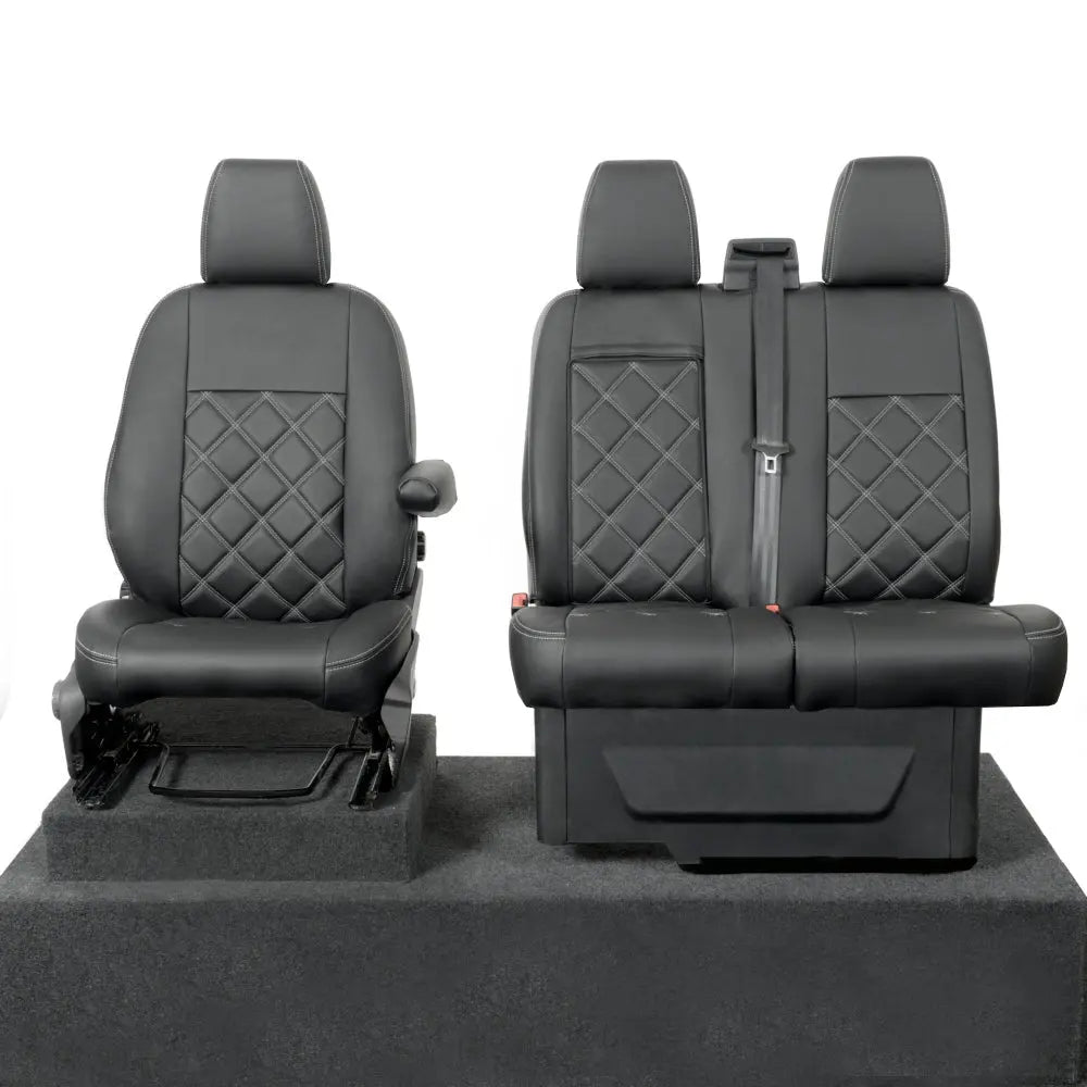 Ford Transit Van Tailored Leatherette Seat Covers - Black - UK Custom Covers