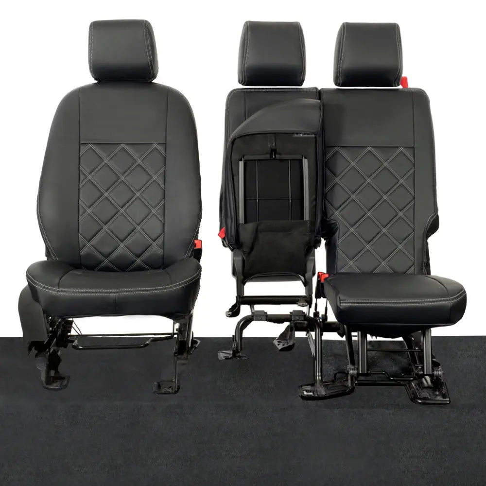 Ford Transit Connect Tailored Leatherette Seat Covers (2014 onwards) - Black - UK Custom Covers