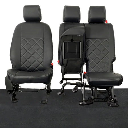 Ford Transit Connect Tailored Leatherette Seat Covers (2014 onwards) - Black - UK Custom Covers