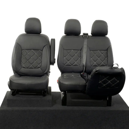 Renault Trafic Tailored Leatherette Seat Covers (2014 Onwards) - Black - UK Custom Covers