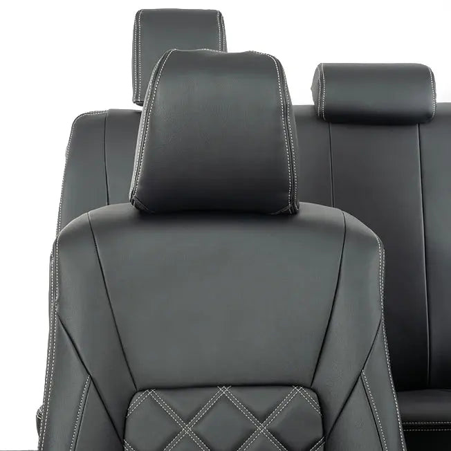 Toyota Hilux Tailored Leatherette Seat Covers (2016 Onwards) - Black - UK Custom Covers