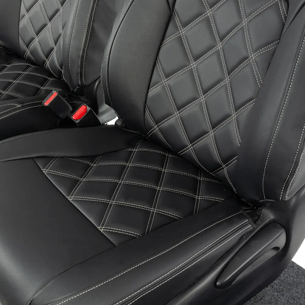 Toyota Hilux Tailored Leatherette Seat Covers (2016 Onwards) - Black - UK Custom Covers
